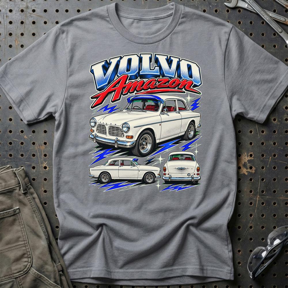 Volvo Amazon T-Shirt-Beklædning-Volvo-Grå Sport-S-Garage Culture Shop- garage - man cave - merchandise