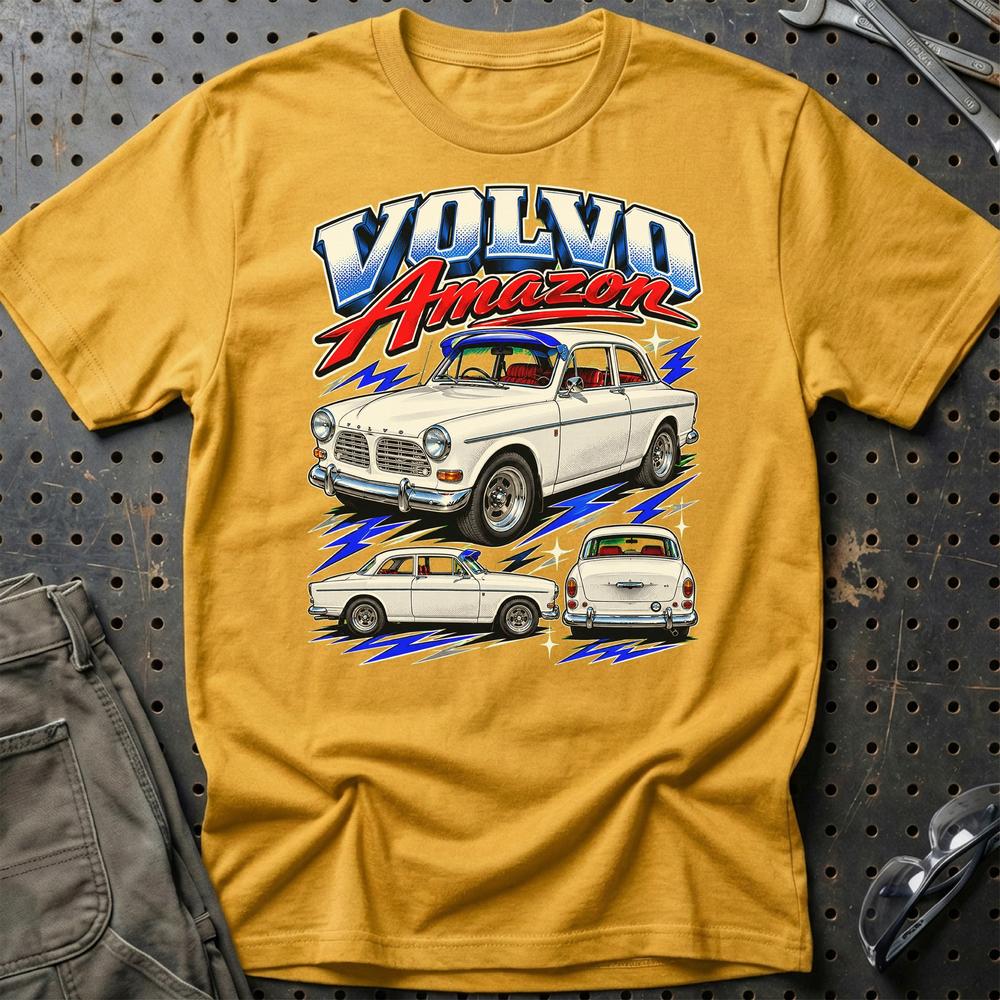 Volvo Amazon T-Shirt-Beklædning-Volvo-Guld-S-Garage Culture Shop- garage - man cave - merchandise