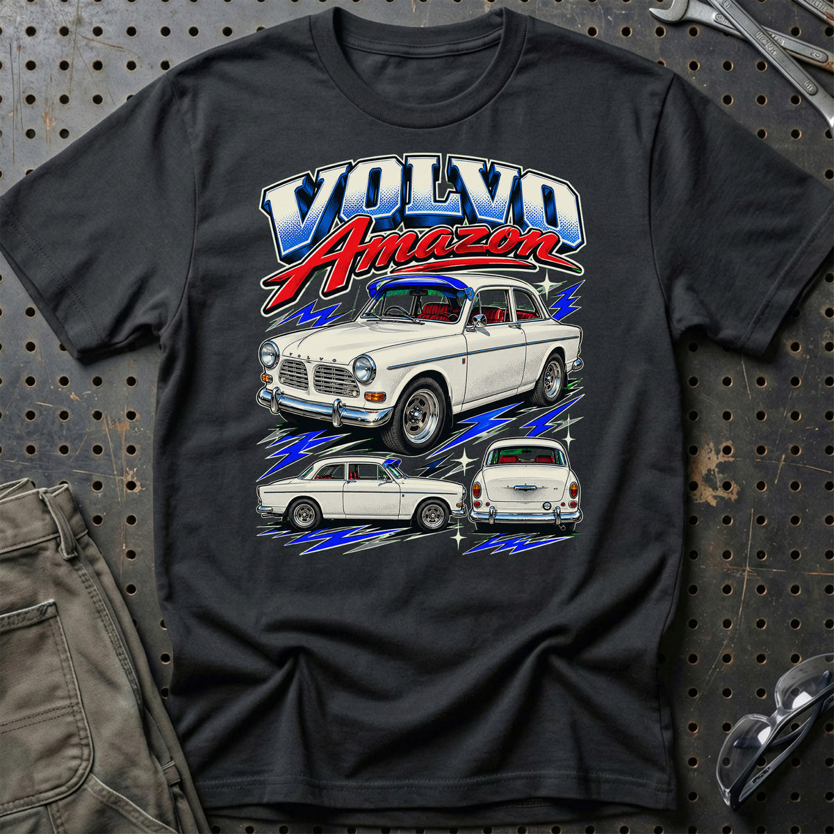 Volvo Amazon T-Shirt-Beklædning-Volvo-Sort-S-Garage Culture Shop- garage - man cave - merchandise