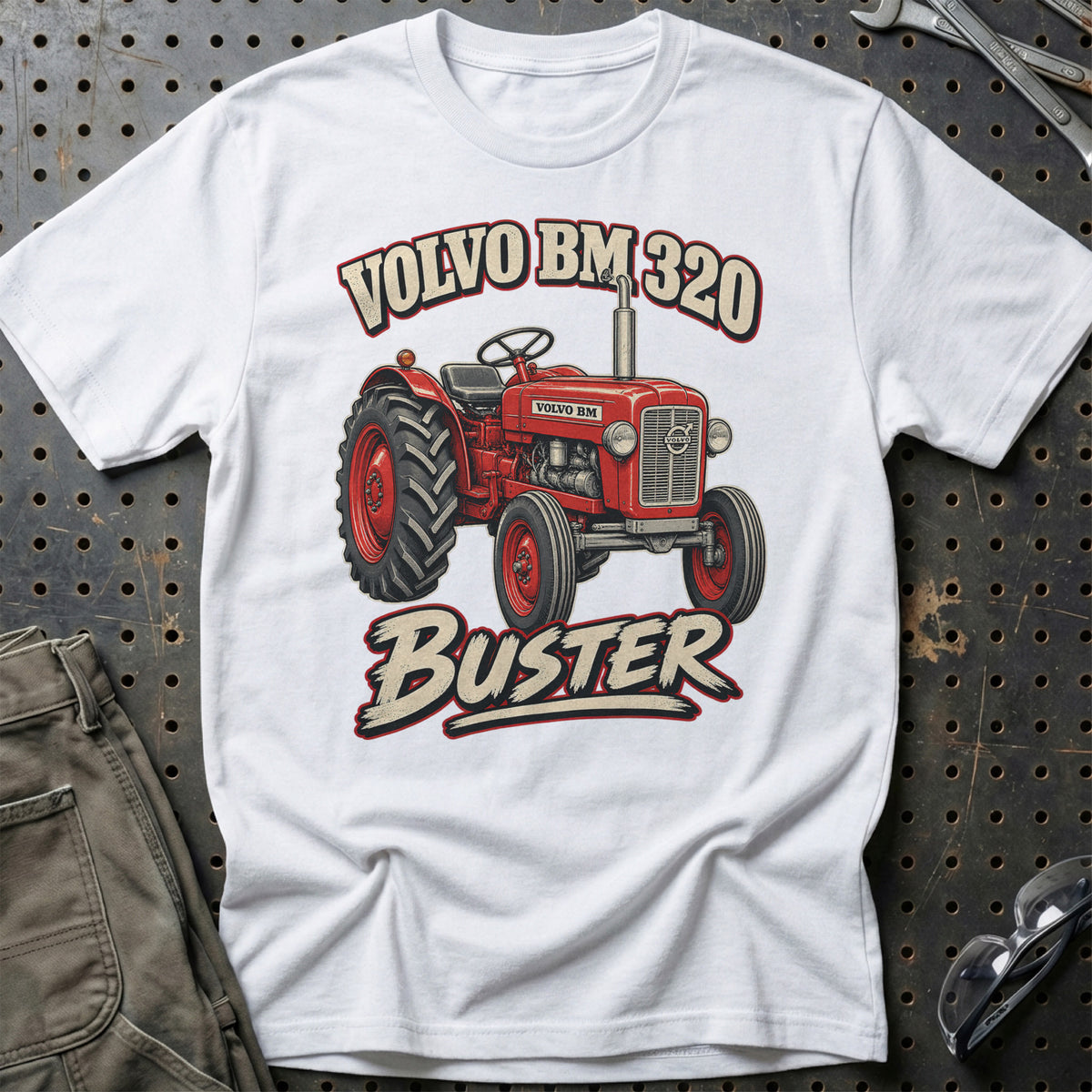 Volvo BM 320 – Buster T-Shirt-Beklædning-Volvo BM-Hvid-S-Garage Culture Shop- garage - man cave - merchandise