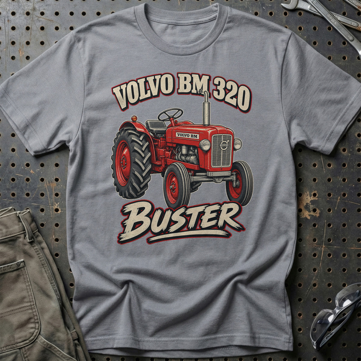 Volvo BM 320 – Buster T-Shirt-Beklædning-Volvo BM-Grå Sport-S-Garage Culture Shop- garage - man cave - merchandise