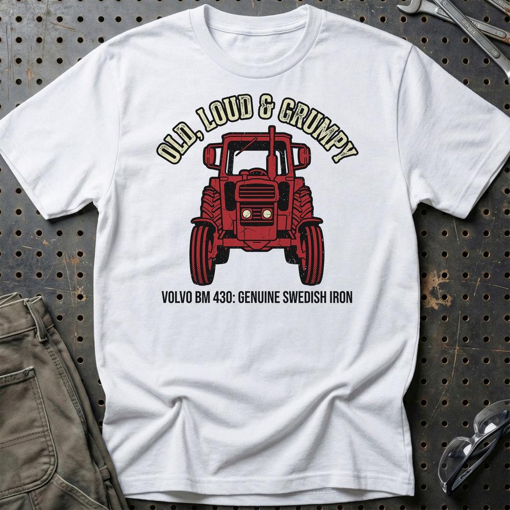 Volvo BM 430 Old, Loud & Grumpy T-Shirt-Beklædning-Volvo BM-Hvid-S-Garage Culture Shop- garage - man cave - merchandise