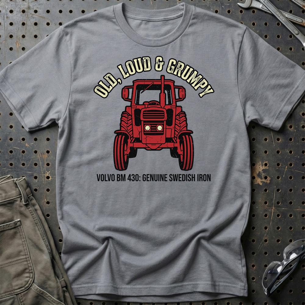 Volvo BM 430 Old, Loud & Grumpy T-Shirt-Beklædning-Volvo BM-Grå Sport-S-Garage Culture Shop- garage - man cave - merchandise