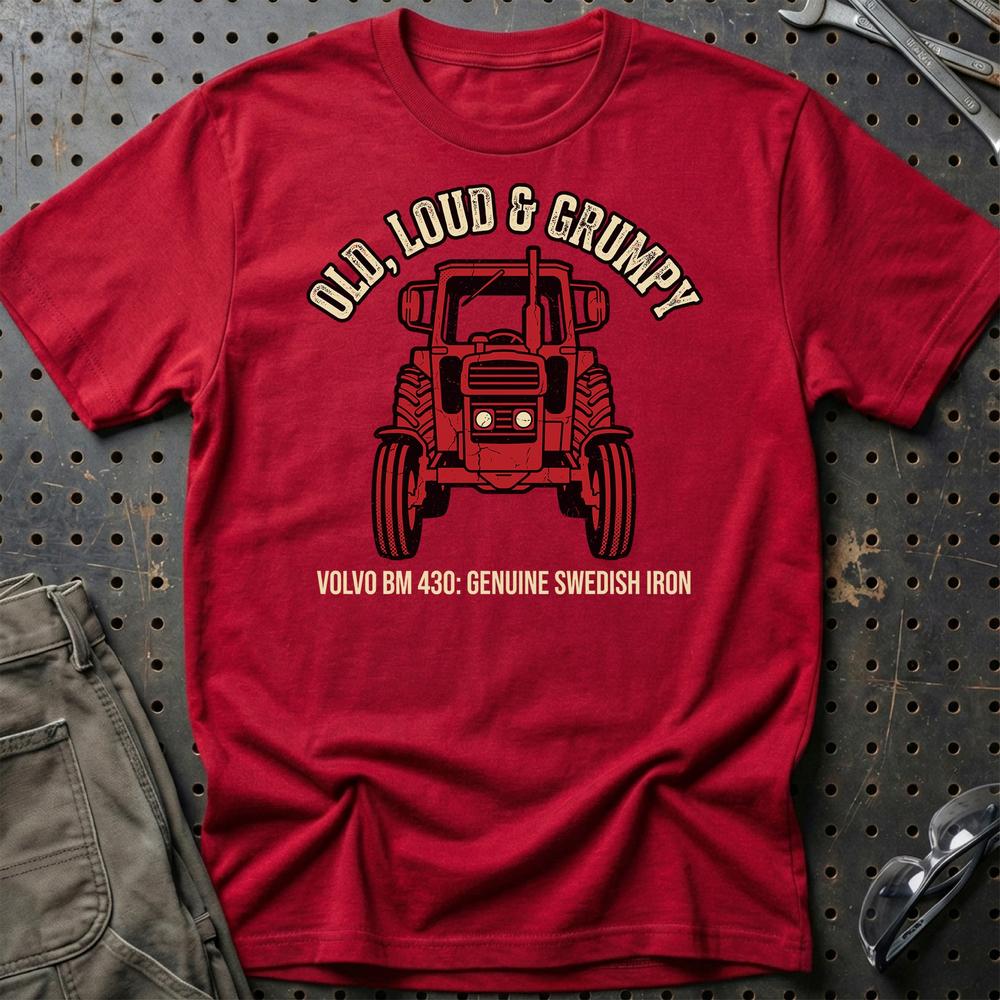 Volvo BM 430 Old, Loud & Grumpy T-Shirt-Beklædning-Volvo BM-Rød-S-Garage Culture Shop- garage - man cave - merchandise