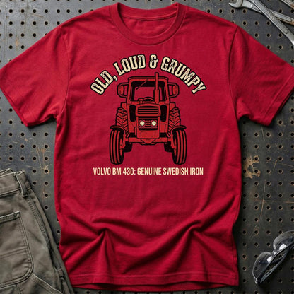 Volvo BM 430 Old, Loud & Grumpy - Unisex T-Shirt-Beklædning-Volvo BM-Rød-S-Garage Culture Shop- garage - man cave - merchandise