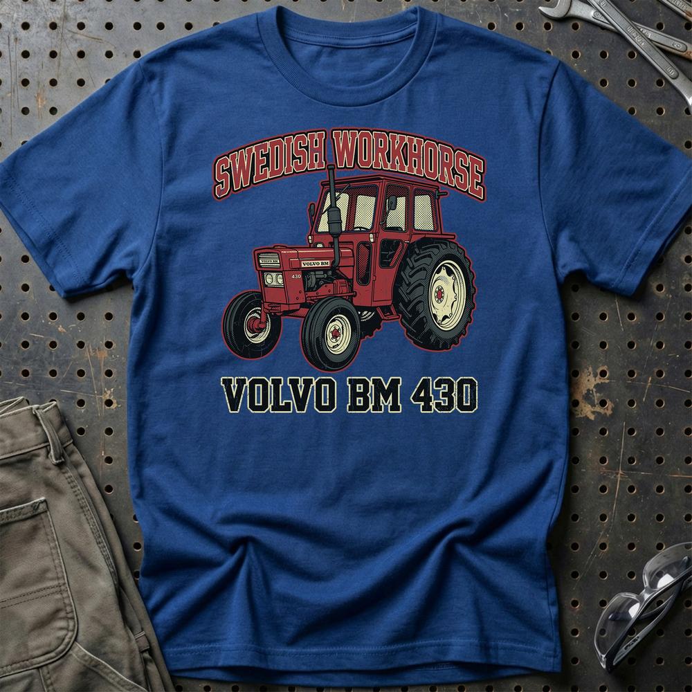 Volvo BM 430 Swedish Workhorse T-Shirt-Beklædning-Volvo BM-Blå Royal-S-Garage Culture Shop- garage - man cave - merchandise
