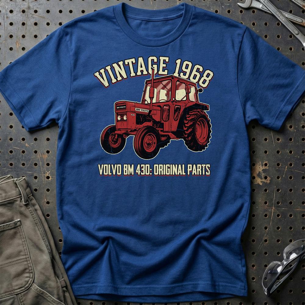 Volvo BM 430 Vintage 1968 T-Shirt-Beklædning-Volvo BM-Blå Royal-S-Garage Culture Shop- garage - man cave - merchandise