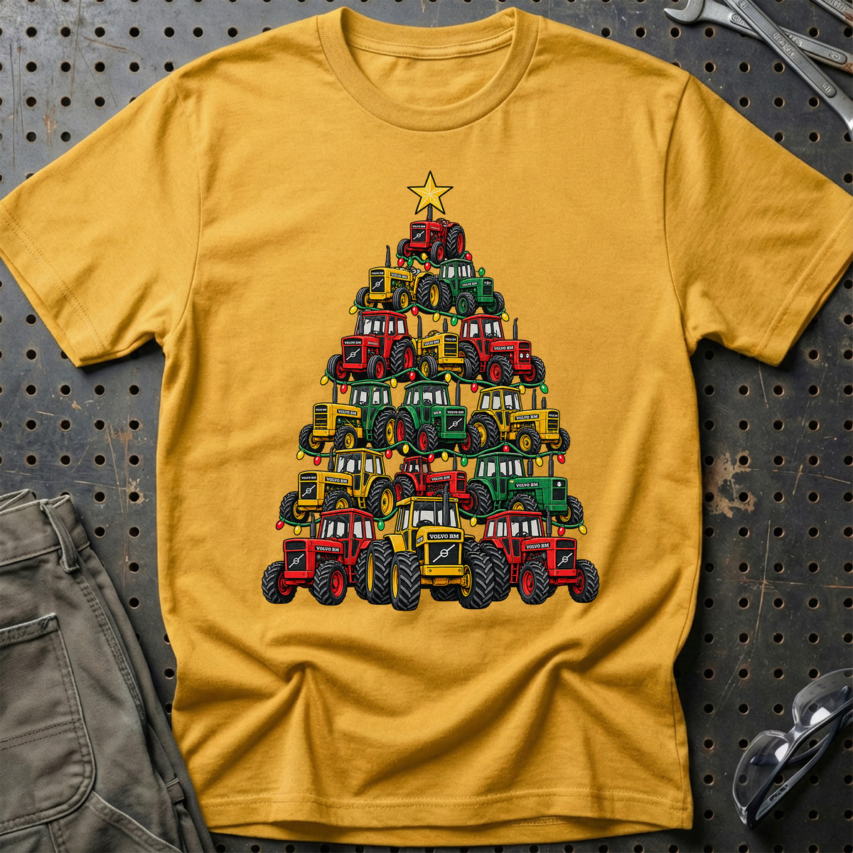 Volvo BM Juletræ T-Shirt-Beklædning-Volvo BM-Guld-S-Garage Culture Shop- garage - man cave - merchandise