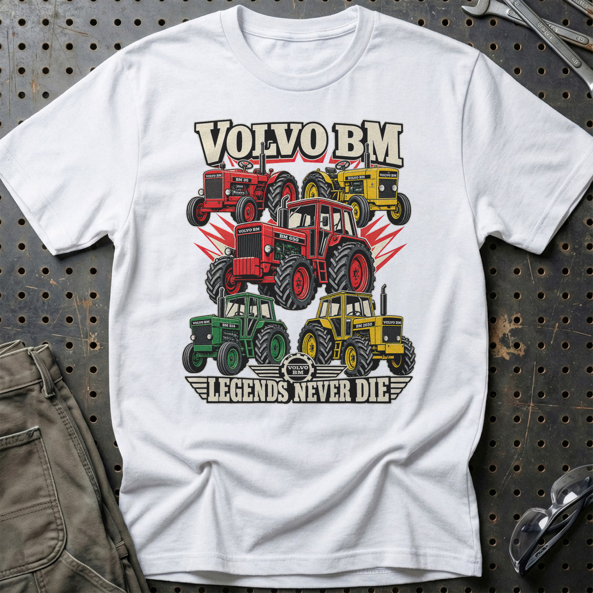 Volvo BM Legends Never Die T-Shirt-Beklædning-Volvo BM-Hvid-S-Garage Culture Shop- garage - man cave - merchandise