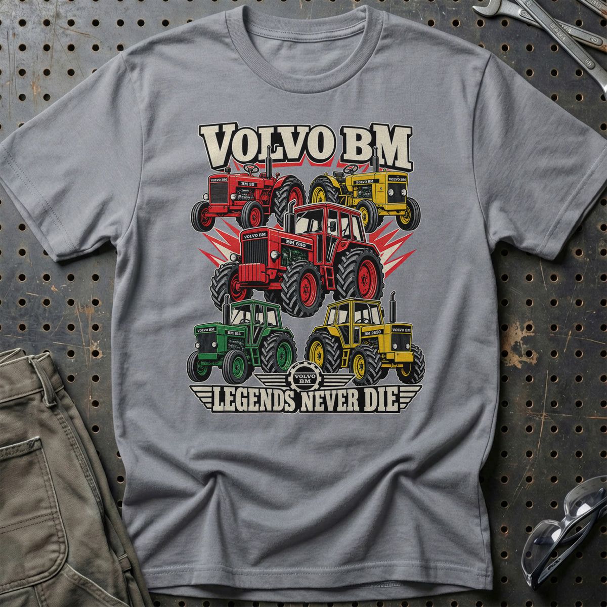 Volvo BM Legends Never Die T-Shirt-Beklædning-Volvo BM-Grå Sport-S-Garage Culture Shop- garage - man cave - merchandise