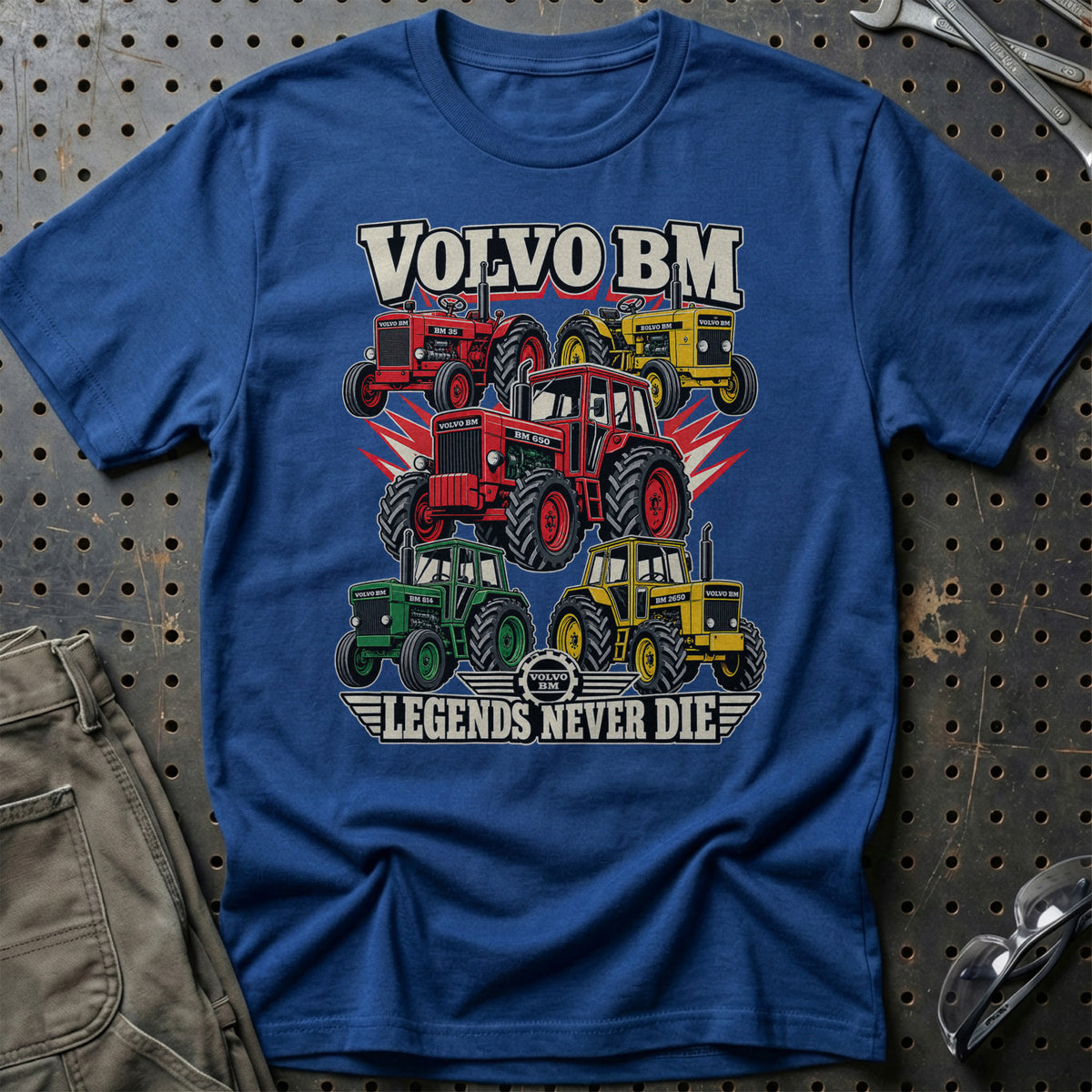Volvo BM Legends Never Die T-Shirt-Beklædning-Volvo BM-Blå Royal-S-Garage Culture Shop- garage - man cave - merchandise