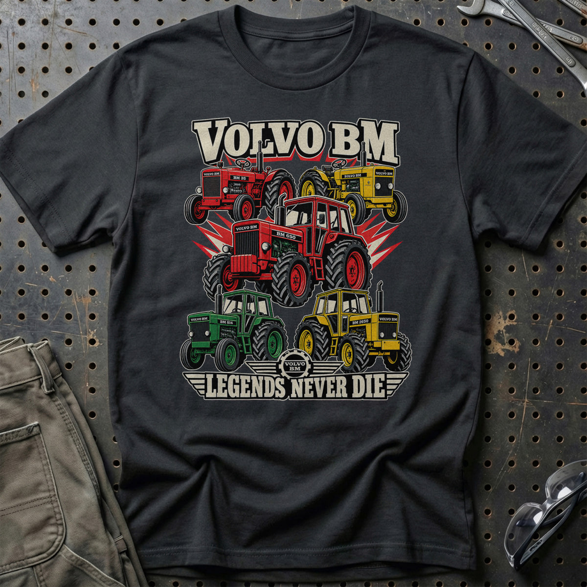 Volvo BM Legends Never Die T-Shirt-Beklædning-Volvo BM-Sort-S-Garage Culture Shop- garage - man cave - merchandise