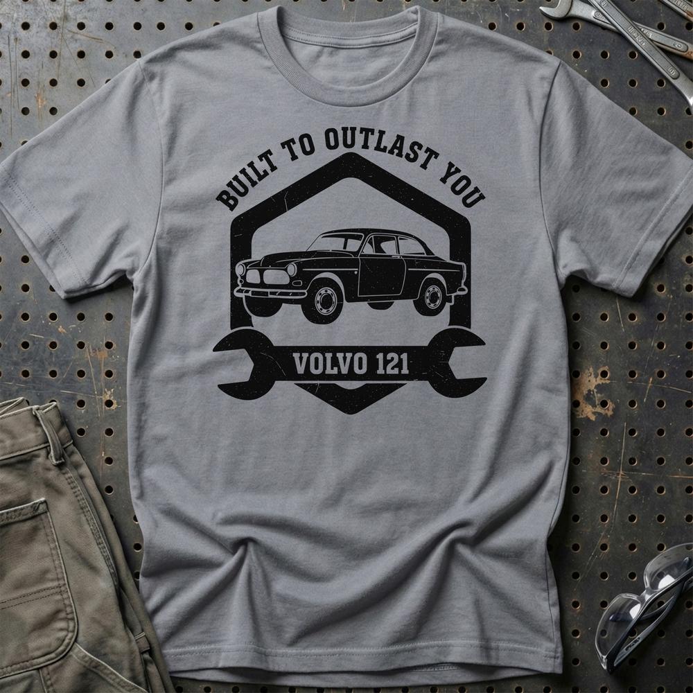 Volvo Built To Outlast You Volvo 121 T-Shirt-Beklædning-Volvo-Grå Sport-S-Garage Culture Shop- garage - man cave - merchandise