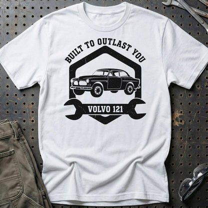 Volvo Built To Outlast You Volvo 121 - Unisex T-Shirt-Beklædning-Volvo-Hvid-S-Garage Culture Shop- garage - man cave - merchandise