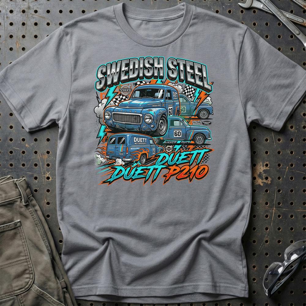 Volvo Duett P210 Swedish Steel Klassiker T-Shirt-Beklædning-Volvo-Grå Sport-S-Garage Culture Shop- garage - man cave - merchandise