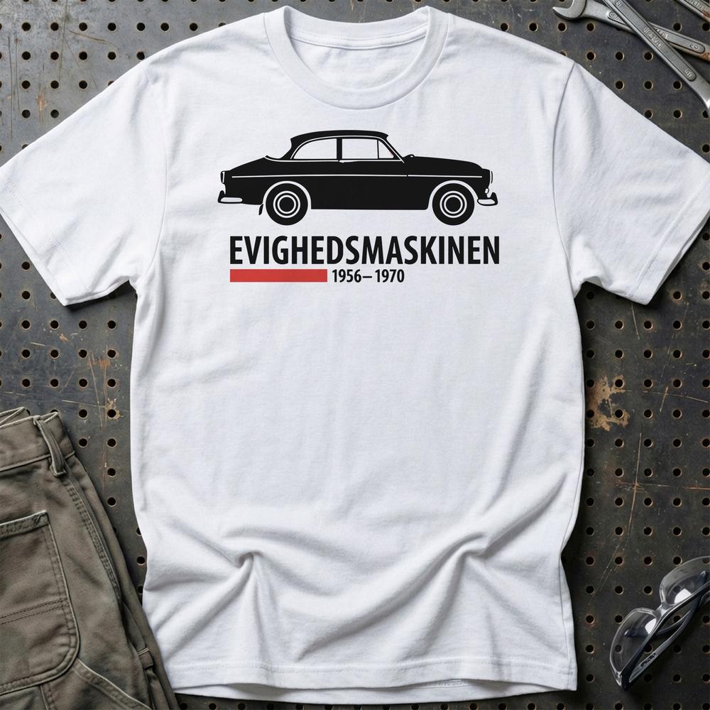 Volvo Evighedsmaskinen 1956-1970 T-Shirt-Beklædning-Volvo-Hvid-S-Garage Culture Shop- garage - man cave - merchandise