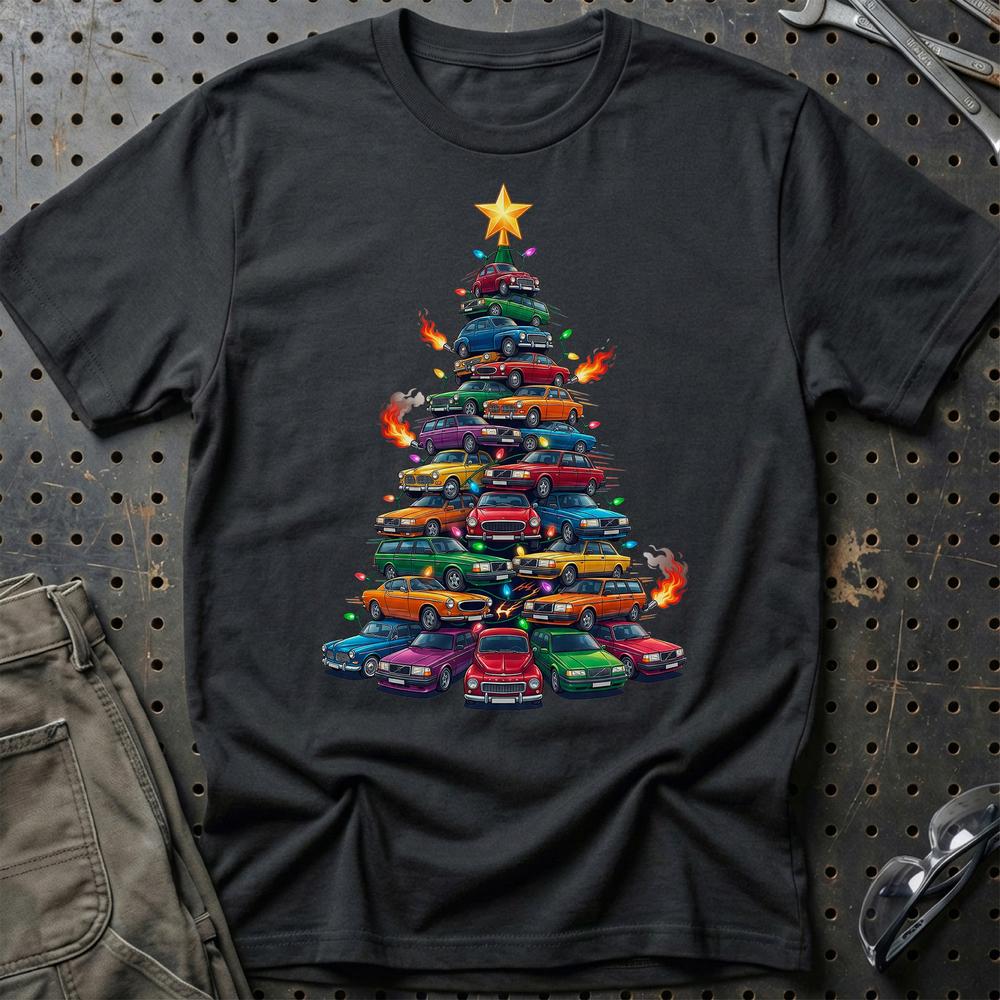 Volvo Juletræ Christmas Tree T-Shirt-Beklædning-Volvo-Sort-S-Garage Culture Shop- garage - man cave - merchandise