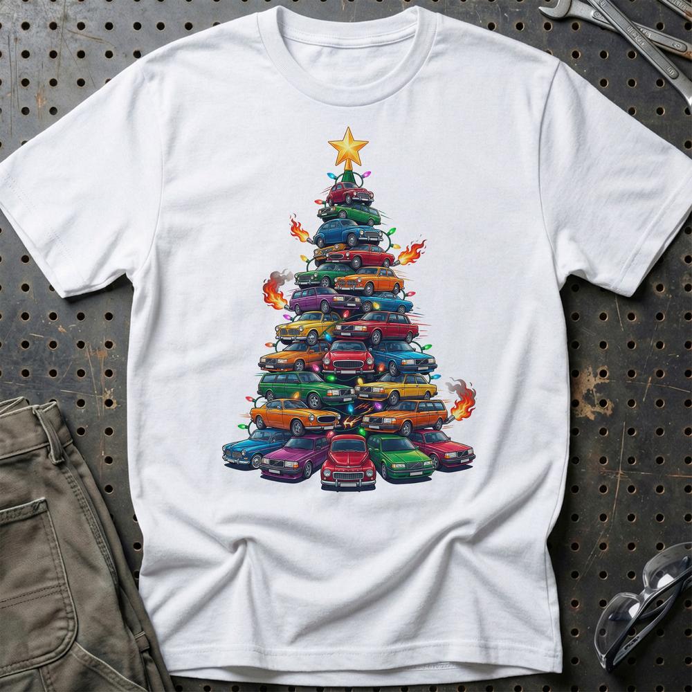 Volvo Juletræ Christmas Tree - Unisex T-Shirt-Beklædning-Volvo-Hvid-S-Garage Culture Shop- garage - man cave - merchandise