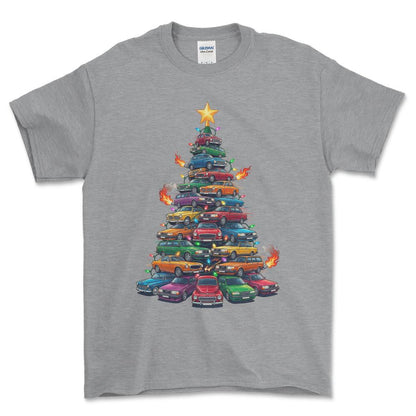 Volvo Juletræ Christmas Tree - Unisex T-Shirt-Beklædning-Volvo-Grå Sport-S-Forside-Garage Culture Shop- garage - man cave - merchandise