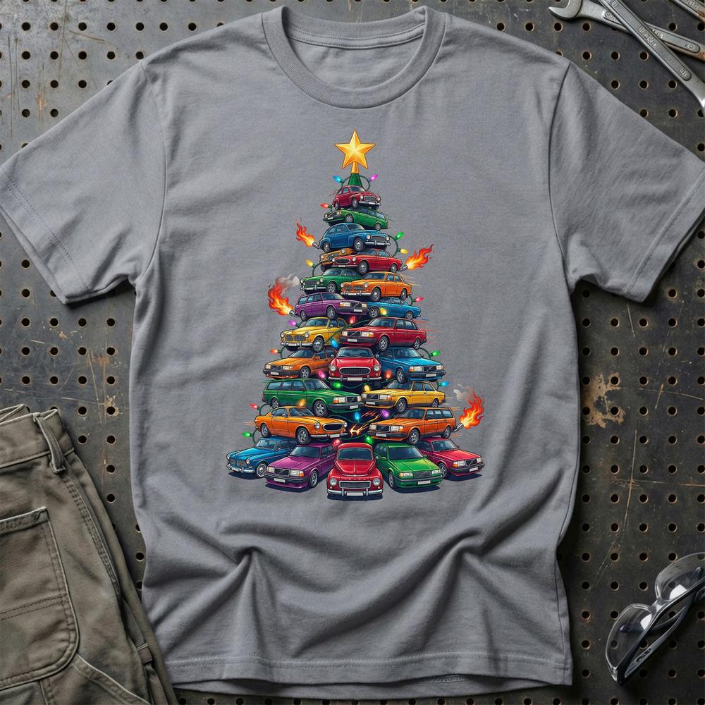 Volvo Juletræ Christmas Tree - Unisex T-Shirt-Beklædning-Volvo-Grå Sport-S-Garage Culture Shop- garage - man cave - merchandise