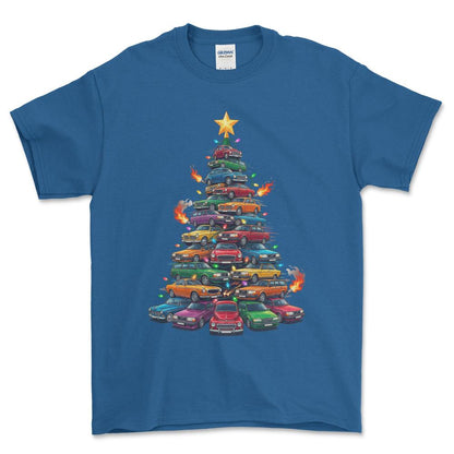 Volvo Juletræ Christmas Tree - Unisex T-Shirt-Beklædning-Volvo-Blå Royal-S-Forside-Garage Culture Shop- garage - man cave - merchandise