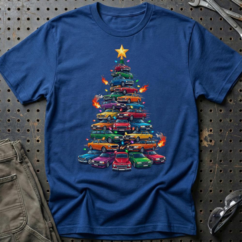 Volvo Juletræ Christmas Tree - Unisex T-Shirt-Beklædning-Volvo-Blå Royal-S-Garage Culture Shop- garage - man cave - merchandise