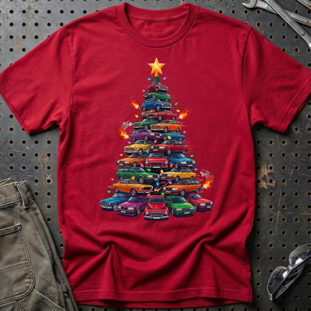 Volvo Juletræ Christmas Tree - Unisex T-Shirt-Beklædning-Volvo-Rød-S-Garage Culture Shop- garage - man cave - merchandise