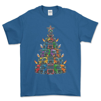 Volvo Lastbil Juletræ Christmas Tree - Unisex T-Shirt-Beklædning-Volvo-Blå Royal-S-Forside-Garage Culture Shop- garage - man cave - merchandise
