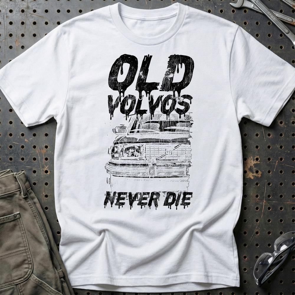 Volvo Old Volvos Never Die Volvo 240 Early 80s Model T-Shirt-Beklædning-Volvo-Hvid-S-Garage Culture Shop- garage - man cave - merchandise