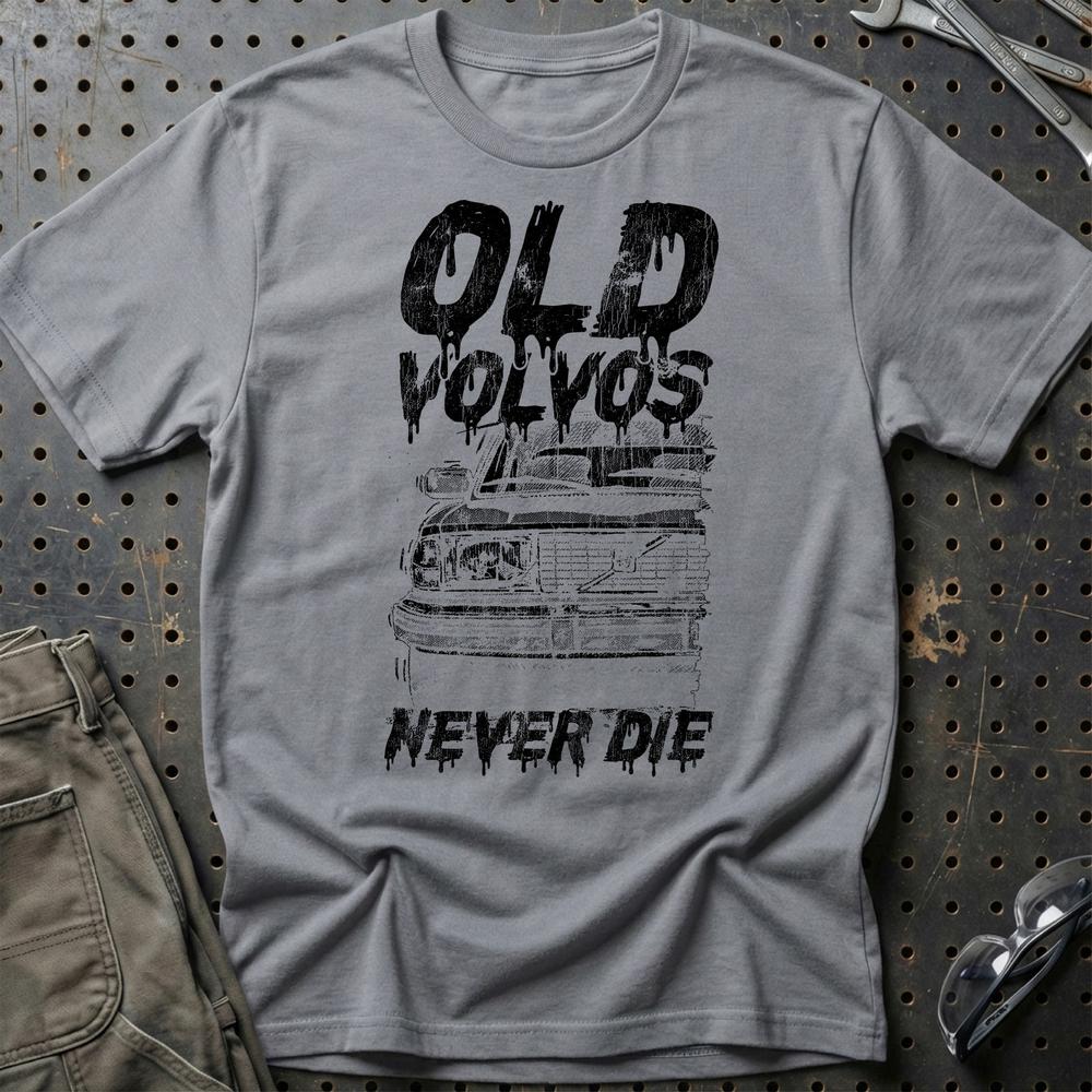 Volvo Old Volvos Never Die Volvo 240 Early 80s Model T-Shirt-Beklædning-Volvo-Grå Sport-S-Garage Culture Shop- garage - man cave - merchandise