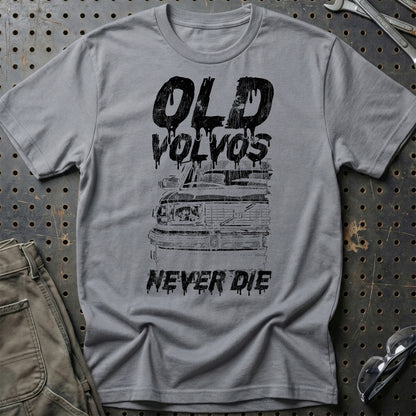 Volvo Old Volvos Never Die Volvo 240 Early 80s Model Unisex T-Shirt , Bomuld-Beklædning-Volvo-Grå Sport-S-Garage Culture Shop- garage - man cave - merchandise