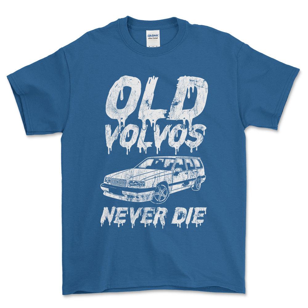 Volvo Old Volvos Never Die Volvo 850 Unisex T-Shirt , Bomuld-Beklædning-Volvo-Blå Royal-S-Forside-Garage Culture Shop- garage - man cave - merchandise