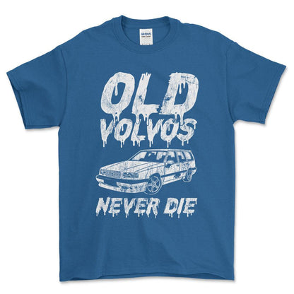 Volvo Old Volvos Never Die Volvo 850 Unisex T-Shirt , Bomuld-Beklædning-Volvo-Blå Royal-S-Forside-Garage Culture Shop- garage - man cave - merchandise
