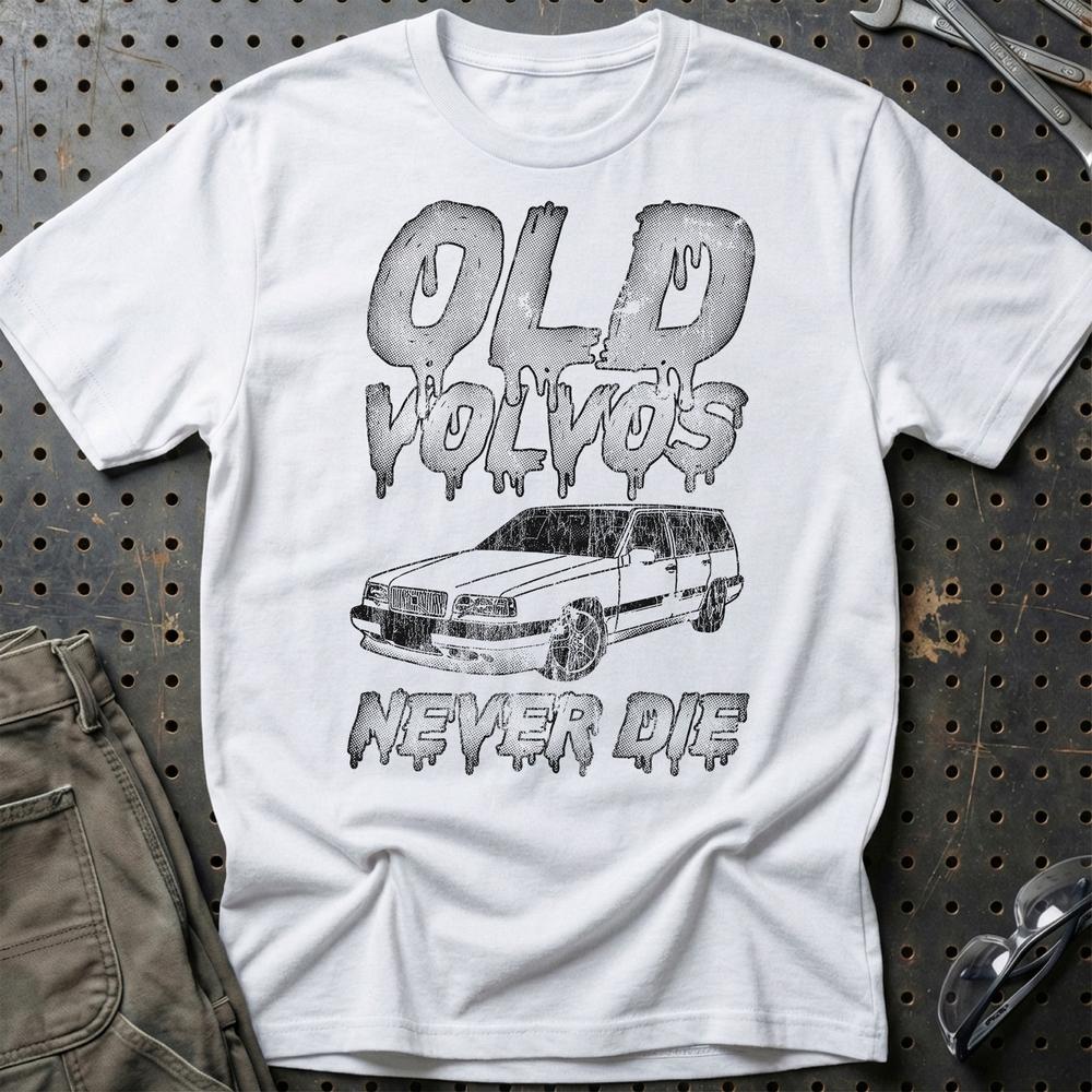 Volvo Old Volvos Never Die Volvo 850 Unisex T-Shirt , Bomuld-Beklædning-Volvo-Hvid-S-Garage Culture Shop- garage - man cave - merchandise