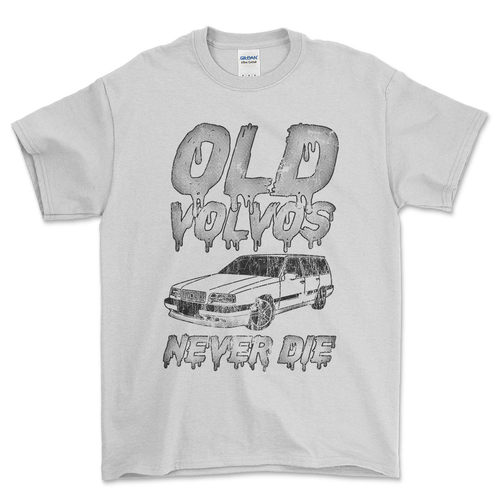 Volvo Old Volvos Never Die Volvo 850 Unisex T-Shirt , Bomuld-Beklædning-Volvo-Hvid-S-Forside-Garage Culture Shop- garage - man cave - merchandise