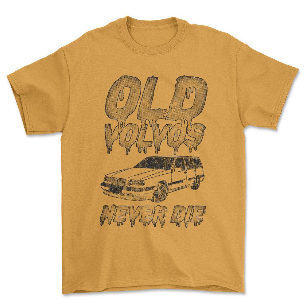 Volvo Old Volvos Never Die Volvo 850 Unisex T-Shirt , Bomuld-Beklædning-Volvo-Guld-S-Forside-Garage Culture Shop- garage - man cave - merchandise