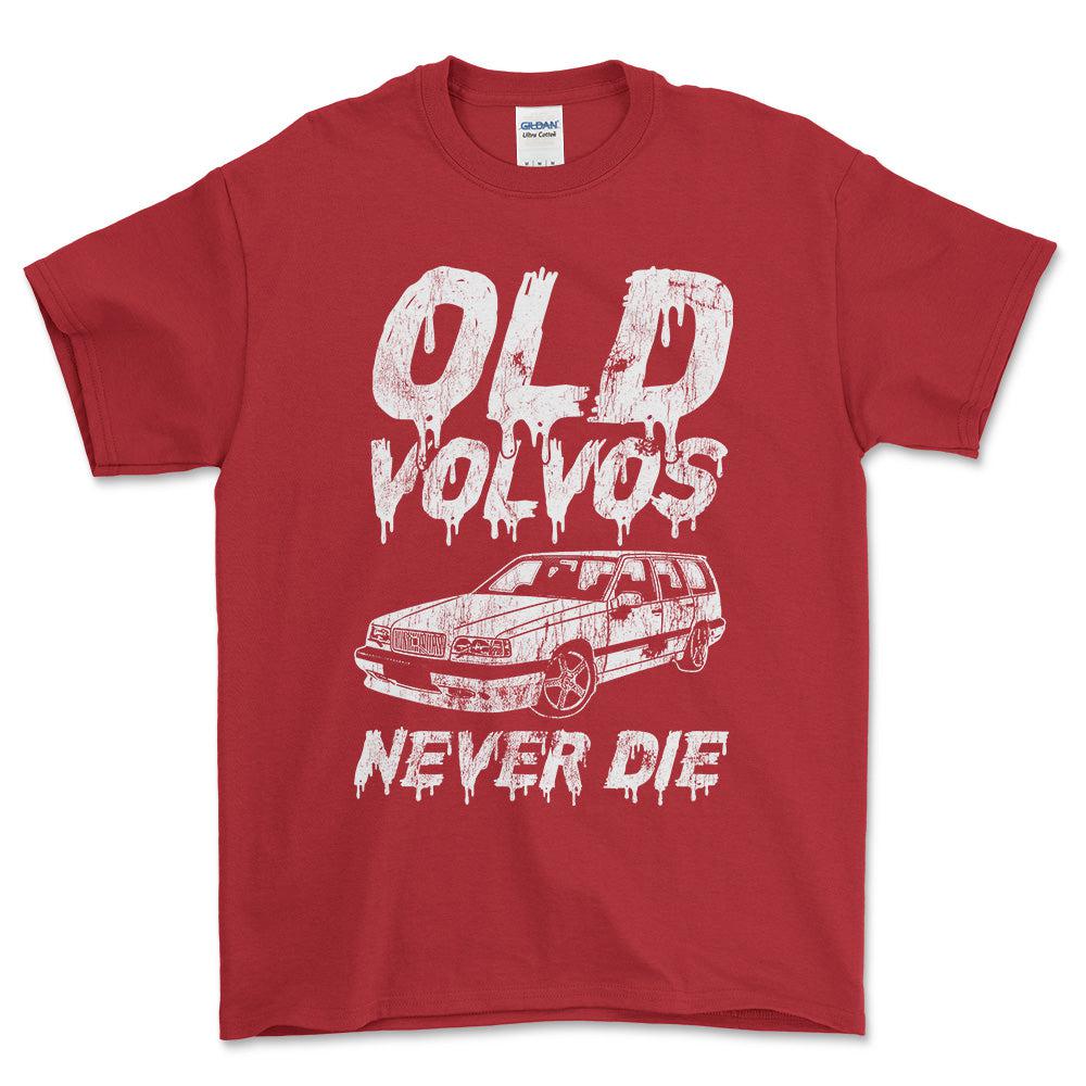 Volvo Old Volvos Never Die Volvo 850 Unisex T-Shirt , Bomuld-Beklædning-Volvo-Rød-S-Forside-Garage Culture Shop- garage - man cave - merchandise