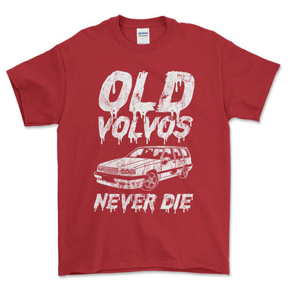 Volvo Old Volvos Never Die Volvo 850 Unisex T-Shirt , Bomuld-Beklædning-Volvo-Rød-S-Forside-Garage Culture Shop- garage - man cave - merchandise