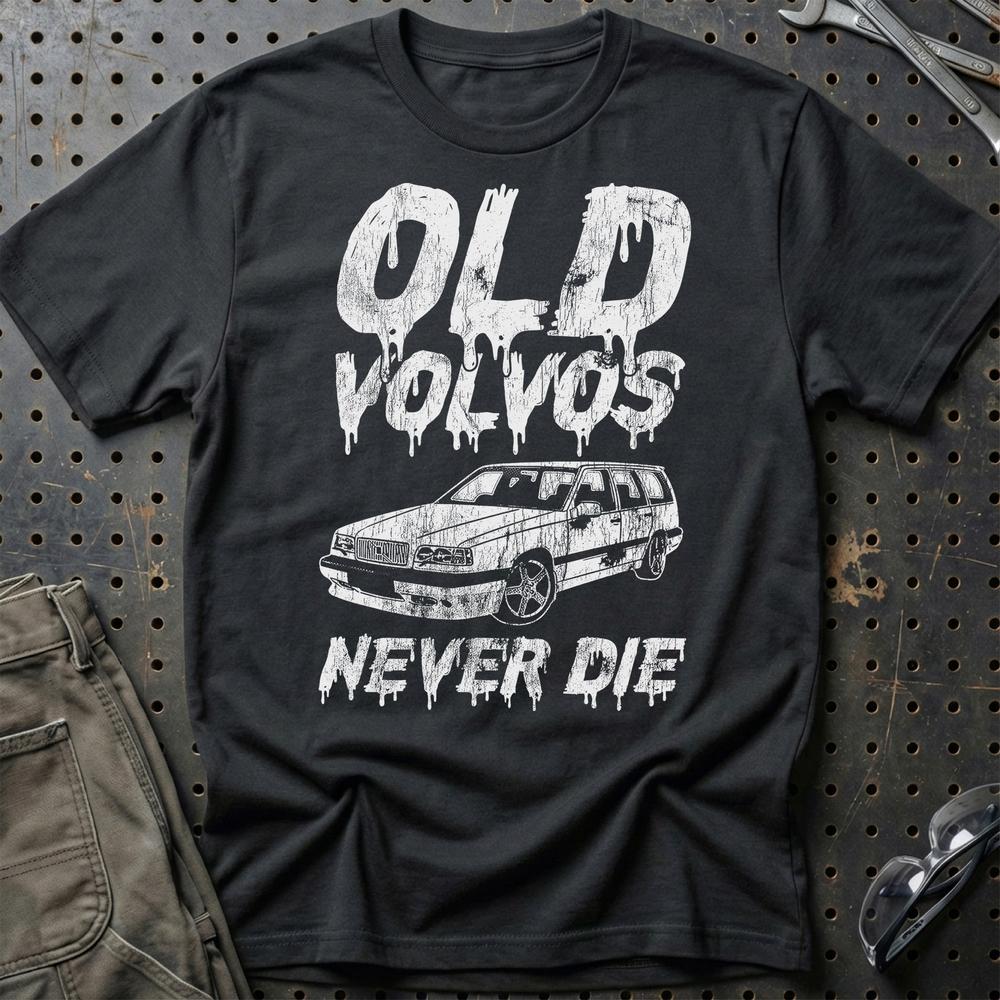 Volvo Old Volvos Never Die Volvo 850 Unisex T-Shirt , Bomuld-Beklædning-Volvo-Sort-S-Garage Culture Shop- garage - man cave - merchandise