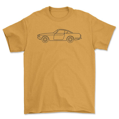 Volvo P1800 Outline - Unisex T-Shirt , Bomuld-Beklædning-Volvo-Guld-S-Forside-Garage Culture Shop- garage - man cave - merchandise