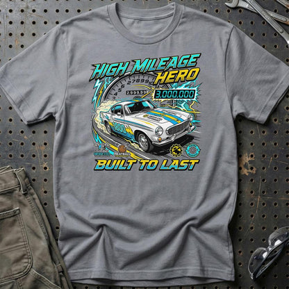 Volvo P1800 T-Shirt – High Mileage Hero | Built to Last - Unisex T-Shirt-Beklædning-Volvo-Grå Sport-S-Garage Culture Shop- garage - man cave - merchandise
