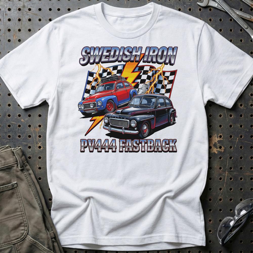 Volvo PV444 Fastback Swedish Iron Classic Car T-Shirt-Beklædning-Volvo-Hvid-S-Garage Culture Shop- garage - man cave - merchandise