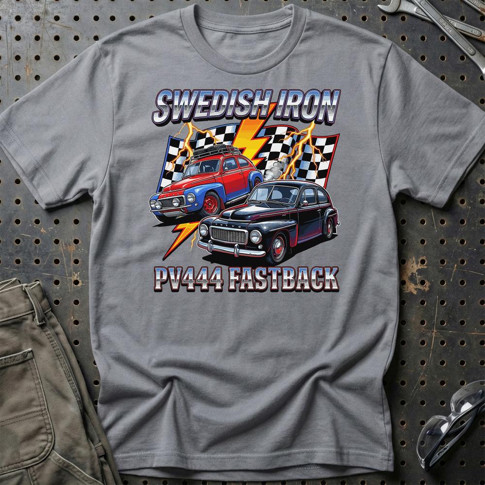 Volvo PV444 Fastback Swedish Iron Classic Car T-Shirt-Beklædning-Volvo-Grå Sport-S-Garage Culture Shop- garage - man cave - merchandise