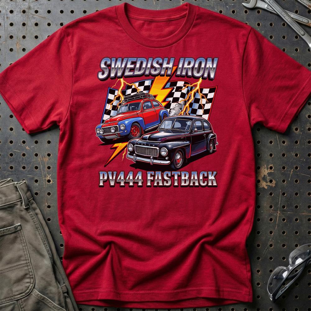 Volvo PV444 Fastback Swedish Iron Classic Car T-Shirt-Beklædning-Volvo-Rød-S-Garage Culture Shop- garage - man cave - merchandise