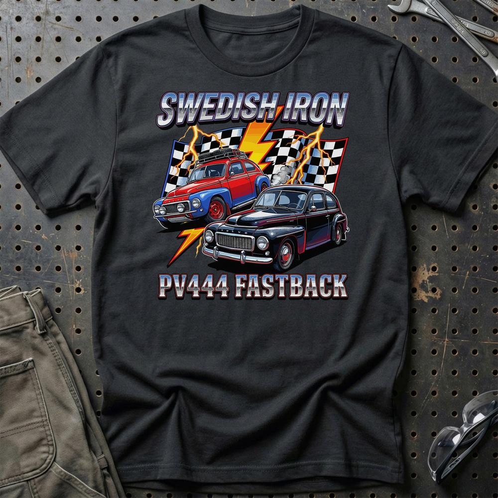 Volvo PV444 Fastback Swedish Iron Classic Car T-Shirt-Beklædning-Volvo-Sort-S-Garage Culture Shop- garage - man cave - merchandise
