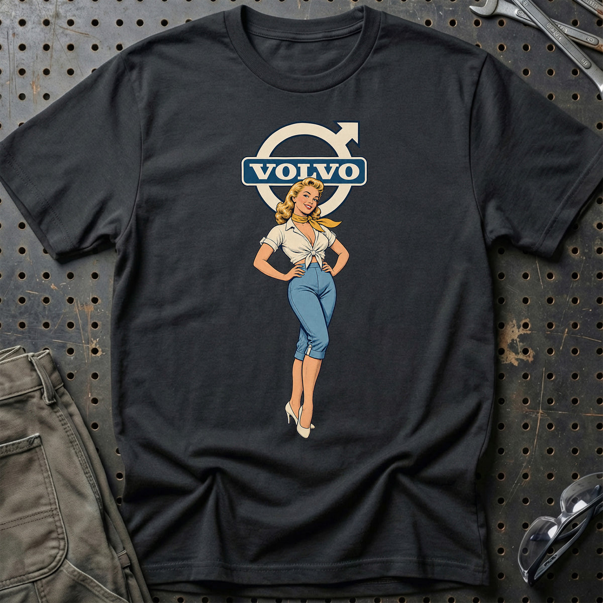 Volvo Retro Pinup T-Shirt – Sort