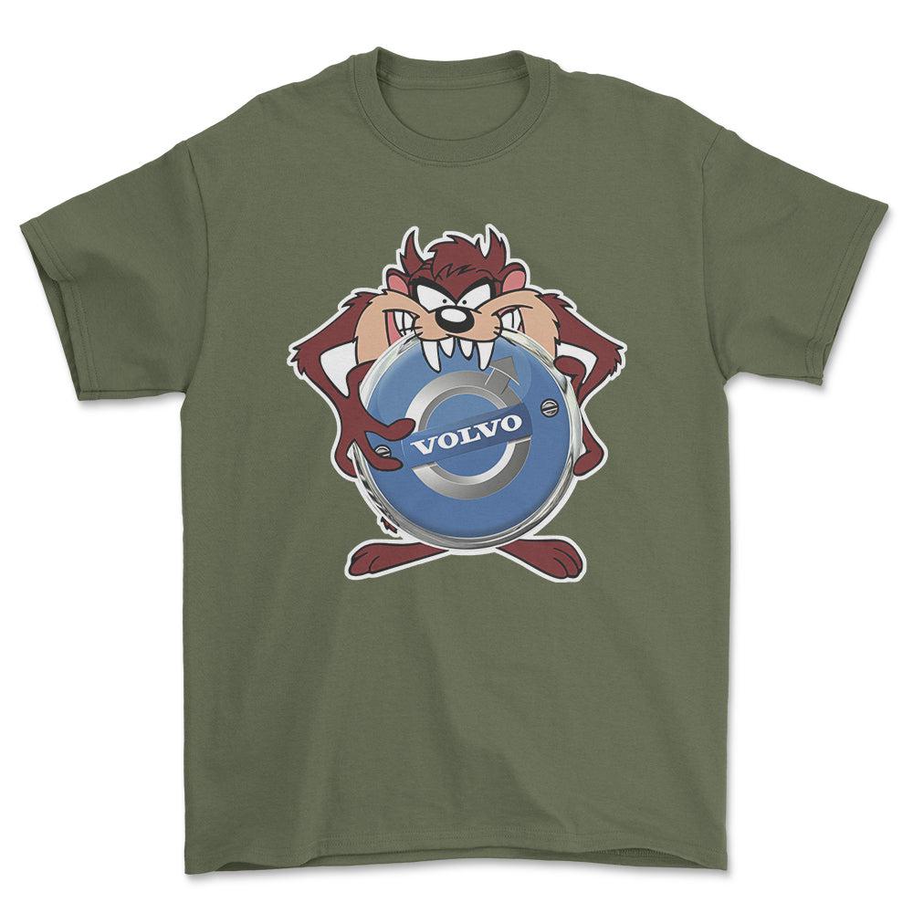 Volvo TAZ Unisex T-Shirt , Bomuld-Beklædning-Volvo-Grøn Militær-S-Forside-Garage Culture Shop- garage - man cave - merchandise