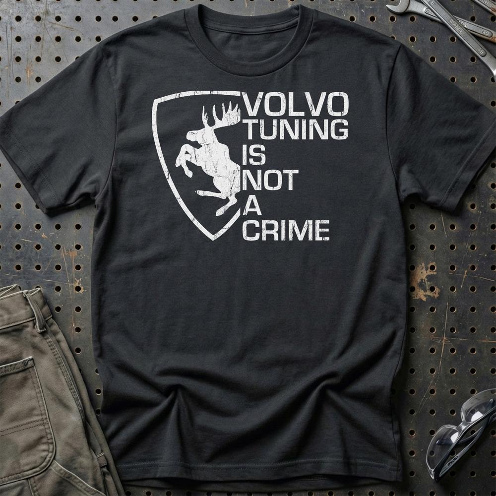 Volvo Tuning Is Not A Crime T-Shirt-Beklædning-Volvo-Sort-S-Garage Culture Shop- garage - man cave - merchandise