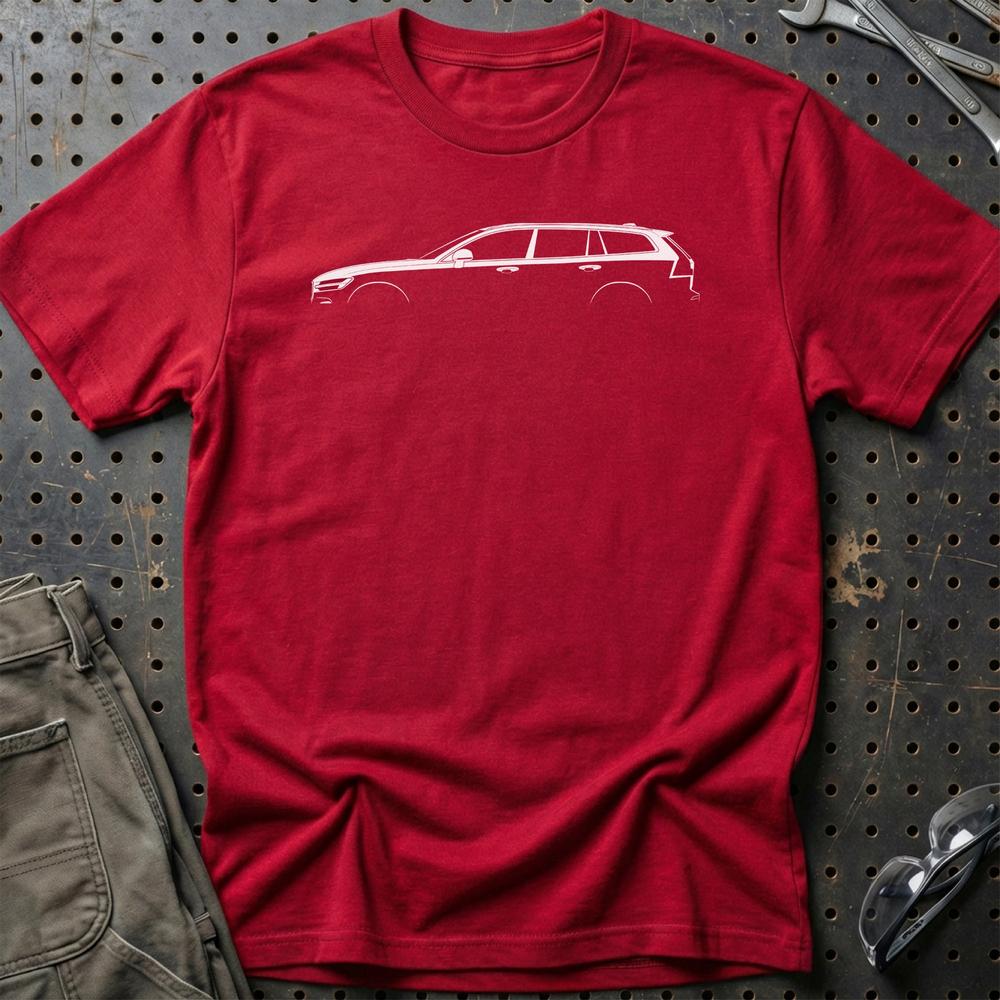 Volvo V60 2018 Silhuet T-Shirt-Beklædning-Volvo-Rød-S-Garage Culture Shop- garage - man cave - merchandise