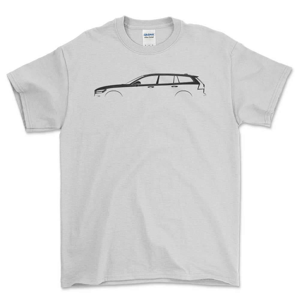 Volvo V60 2018 Silhuet - Unisex T-Shirt , Bomuld-Beklædning-Volvo-Hvid-S-Garage Culture Shop- garage - man cave - merchandise